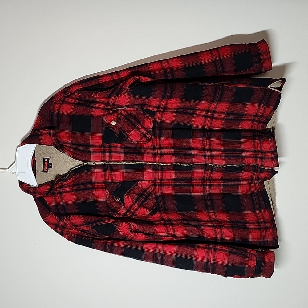 Wolverine Mens Buffalo Check Plaid Sherpa Lined Full Zip Shacket jacket Holiday